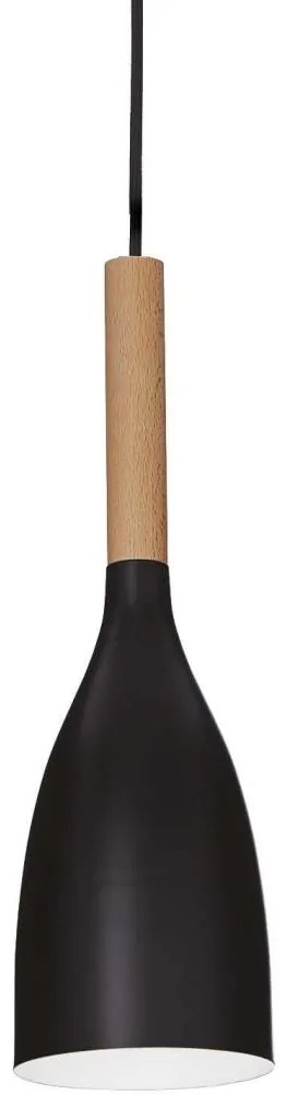 Ideal Lux - Lampă suspendată MANHATTAN, 1xE14/40W/230V, Ø 11 cm, negru/fag