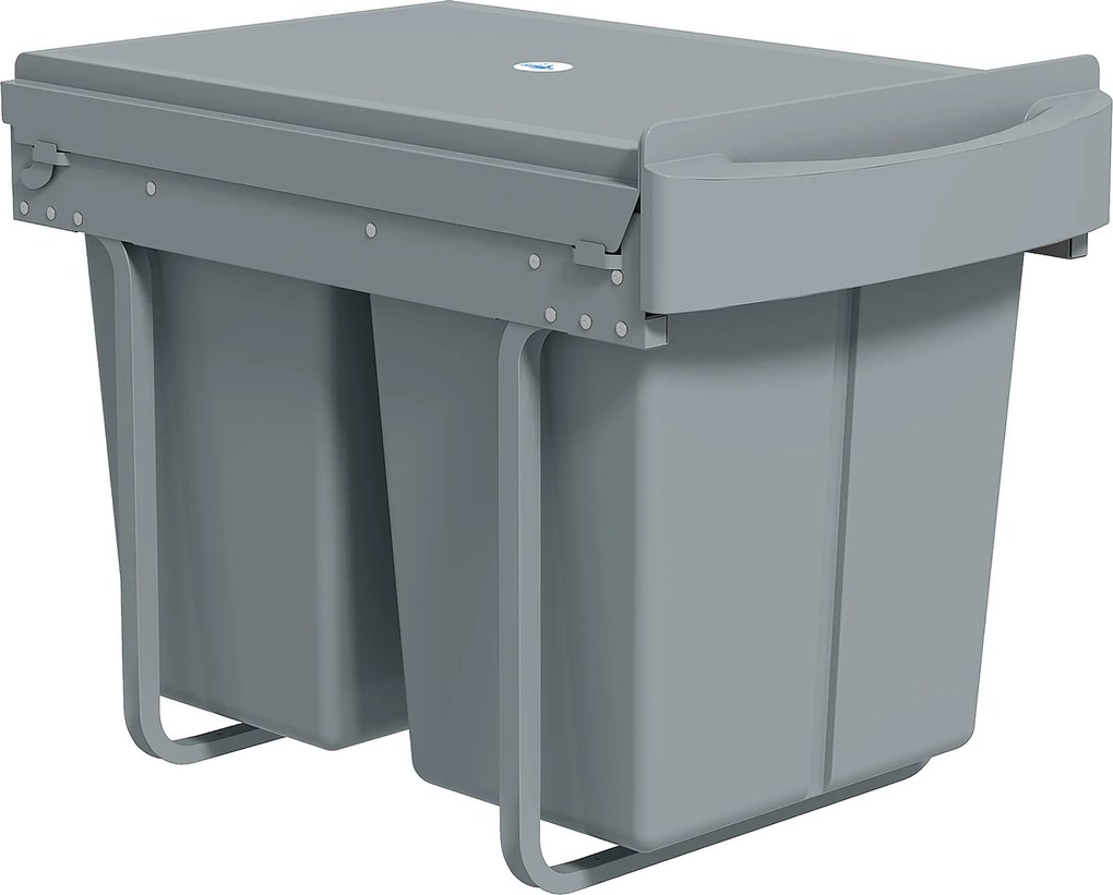 HOMCOM Coș de gunoi retractabil sub chiuvetă, 2 găleți de 20L, Gri | Aosom Romania