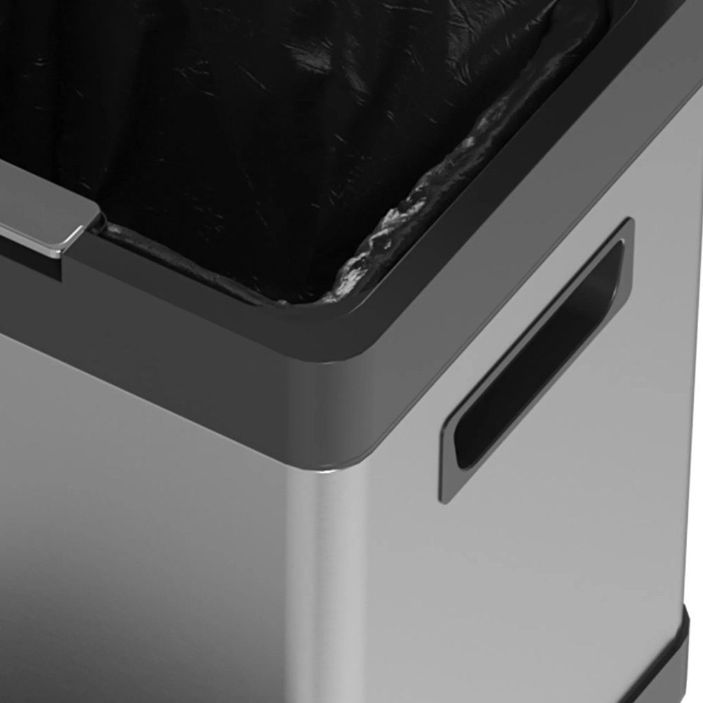 HOMCOM Coș de gunoi 20+14L cu pedală, capac, compartiment basculant, coșuri interioare detașabile, oțel inoxidabil 32,5 x 31,5 x 78 cm Argintiu | Aosom Romania