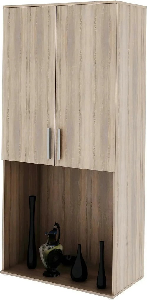 Dulap DUNAJ TIPUL5, stejar sonoma, PAL melaminat/metal, cu 2 usi, 90x4