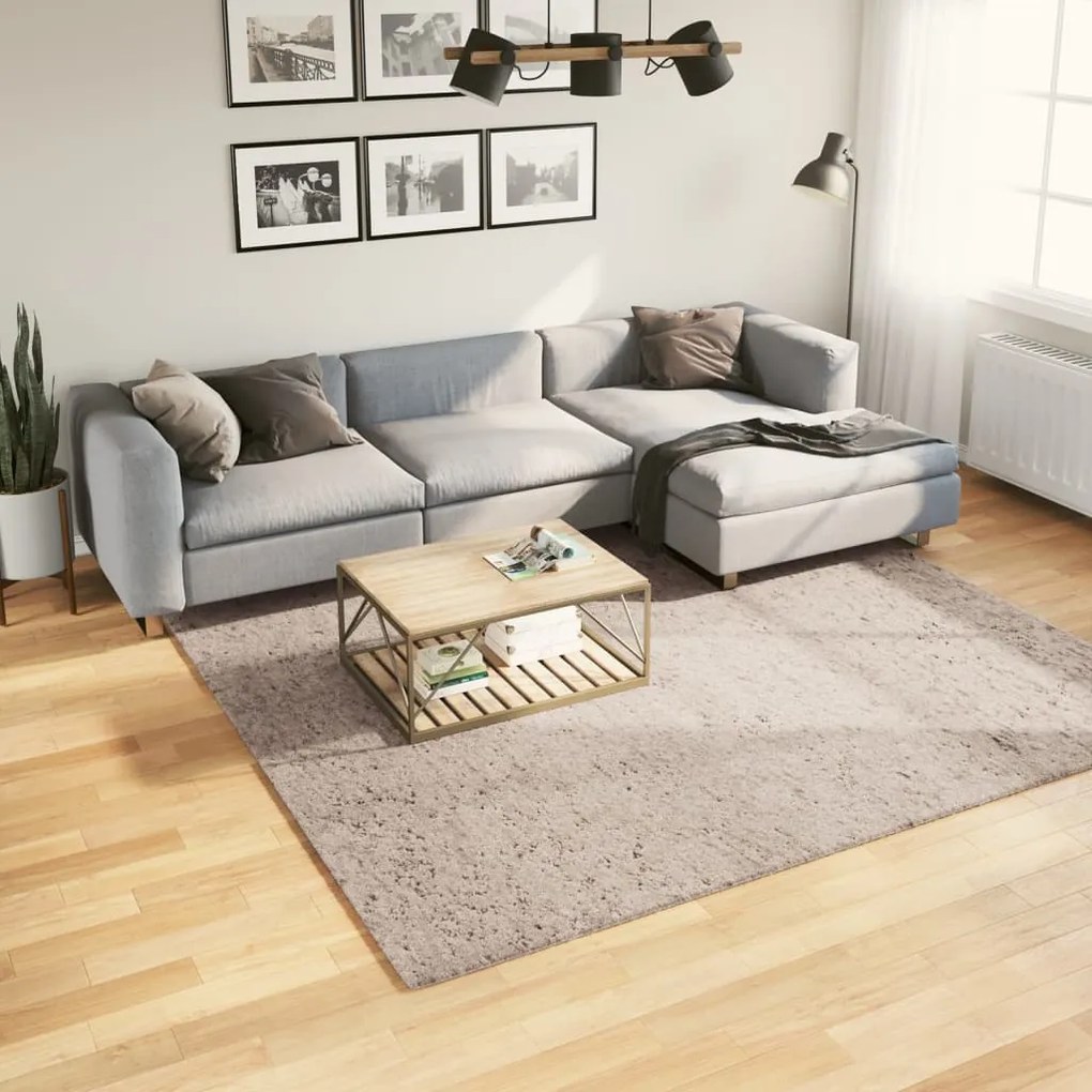 vidaXL Covor pufos &quot;PAMPLONA&quot; cu fire înalte, bej modern, 240x240 cm