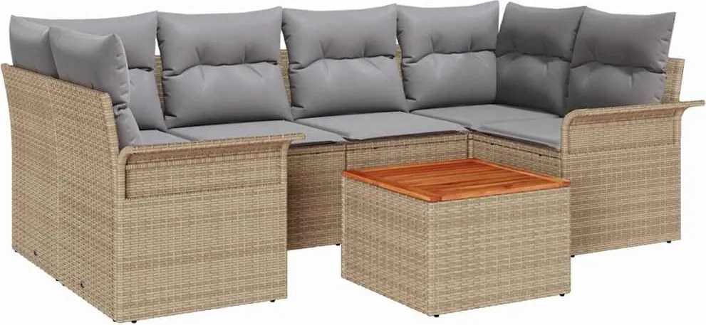 vidaXL Set de canapele pentru grădină 7 pcs Beige și gri deschis