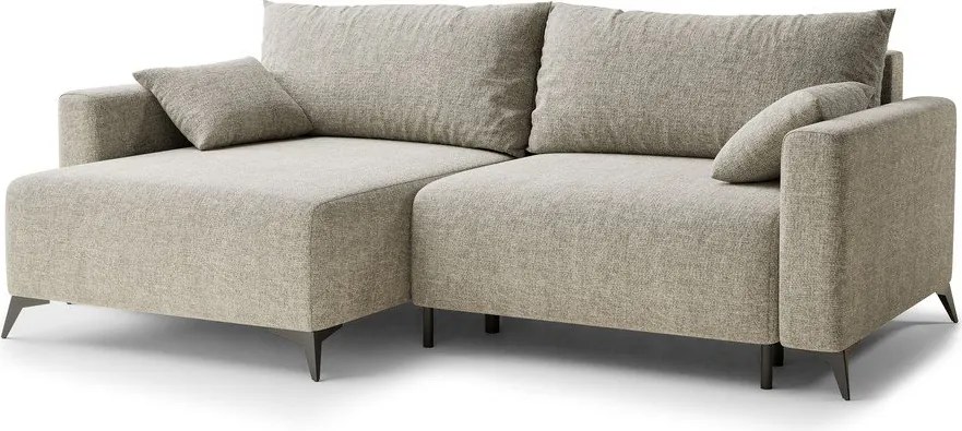 Colțar bej extensibil/cu spațiu de depozitare cu tapițerie din chenille (cu colț pe partea stângă/cu șezlong) Leon – Maison de Rêve