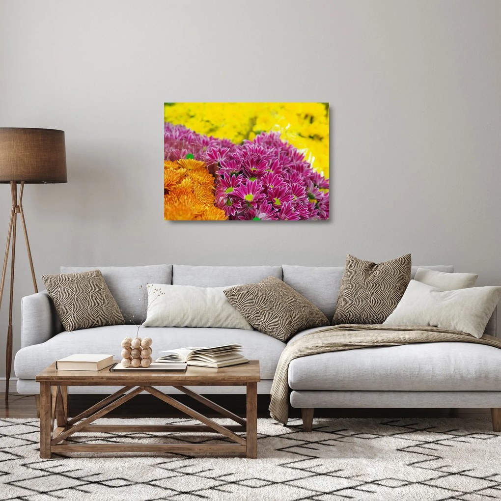 Tablou pe sticlă cu floarea roz (70x50 cm)