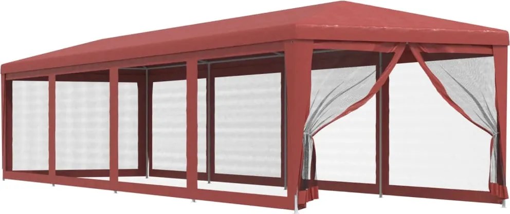 vidaXL Cort de petrecere cu 10 pereți din plasă, roșu, 3x12 m, HDPE