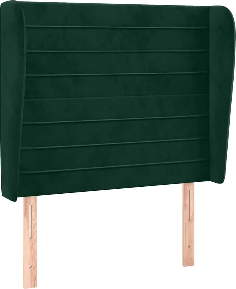 vidaXL Tăblie pat cu aripioare verde închis 103x23x118/128 cm catifea