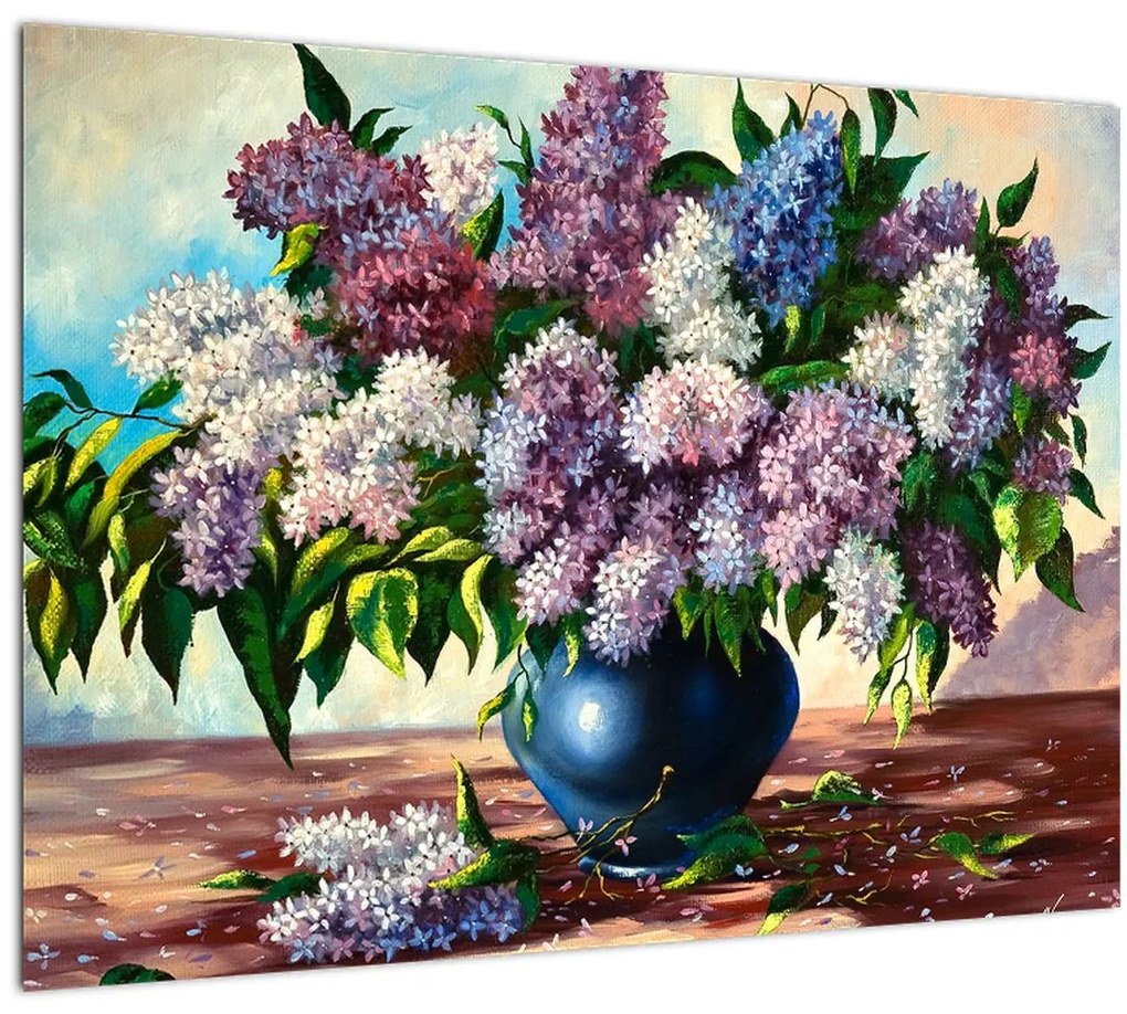 Tablou pe sticlă - Buchet de liliac (70x50 cm)