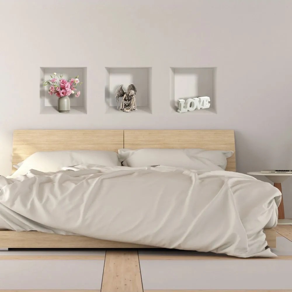 Set 3 autocolante 3D pentru perete Ambiance Symbols of Love