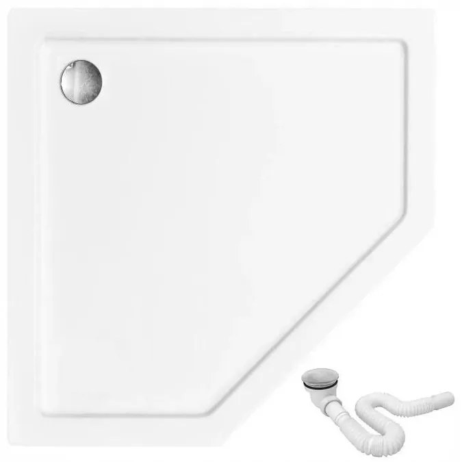 Cabina de dus pentagonala Rea Diamond cu usa batanta 90x90 negru mat