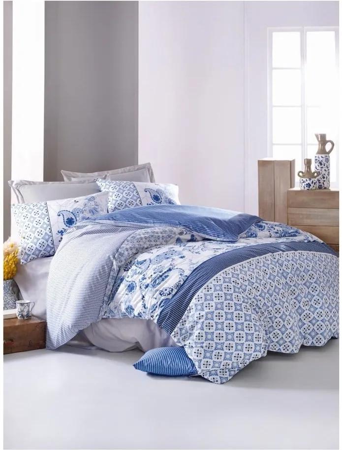 Lenjerie de pat cu cearșaf Bay, 140 x 200 cm, albastru