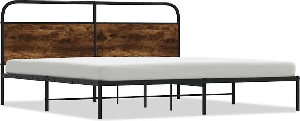 vidaXL Cadru de pat metalic fără saltea, stejar fumuriu, 193x203 cm