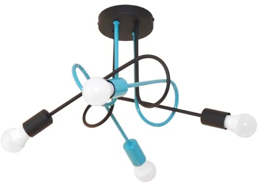 Lustră aplicată OXFORD 4xE27/15W/230V negru/turcoaz