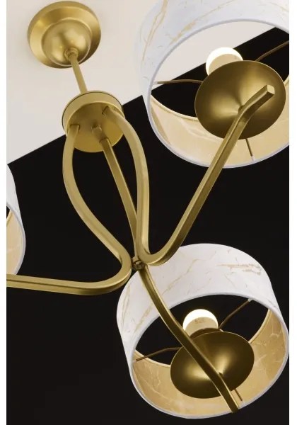 Jupiter 2109 - Lustru pe tijă KASZMIR 3xE27/15W/230V alb/auriu/decor de marmură