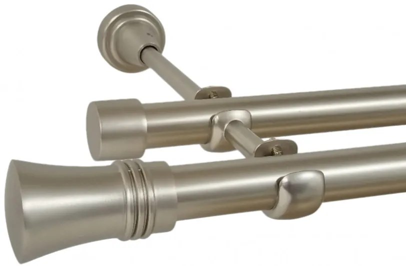 Galerie dubla fara inele CAPRI 19 mm CROM MAT (Alege marime: 280 cm)