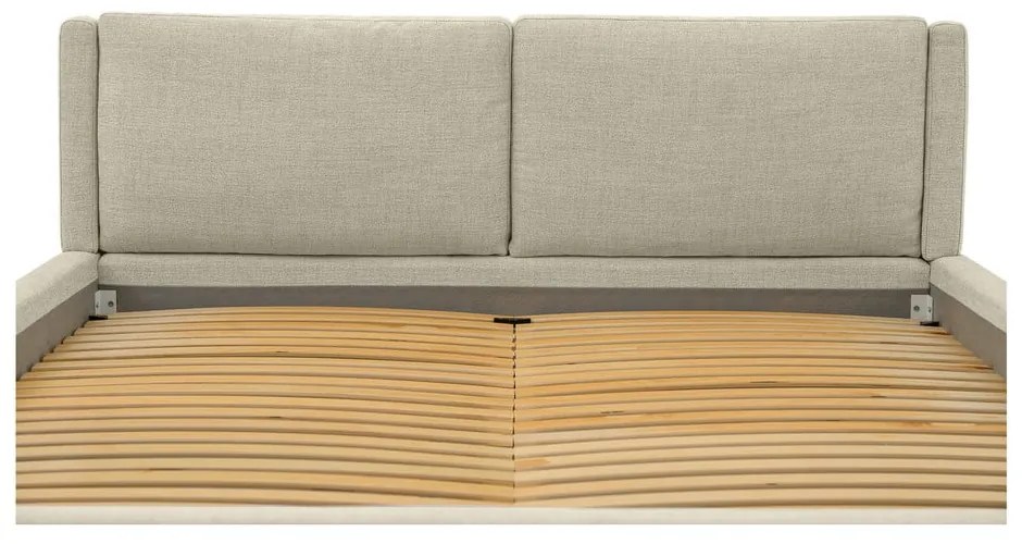 Pat matrimonial bej tapițat cu somieră 180x200 cm Dreamer – Scandic