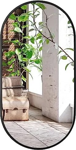 Oglinda ovala de perete OLVANI 80x40 cm cu rama neagra