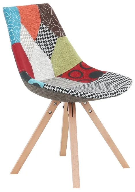 Scaun, ţesătură patchwork/lemn, KIMA NEW TYP 2
