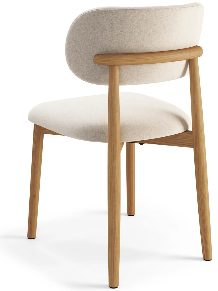 MAZZONI EXPORT ALMO Bej (material Apia 453)/cadru stejar lăcuit - SCAUN DIN LEMN PENTRU SALON SUFRAGERIE BUCĂTĂRIE RETRO