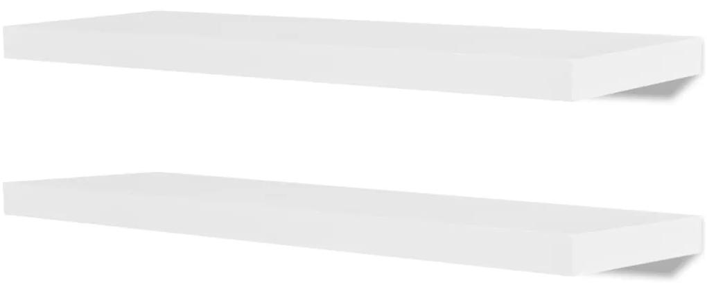 2 Rafturi suspendate perete biblioteca depozitare DVD din MDF, alb 2, Alb, 80 cm