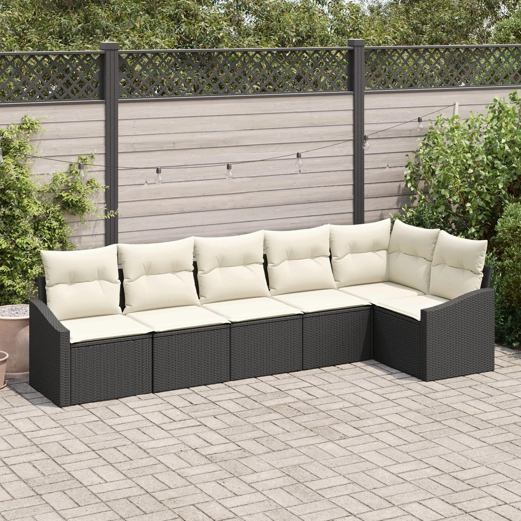 vidaXL Set de canapele pentru grădină 6 pcs Negru Rattan poli