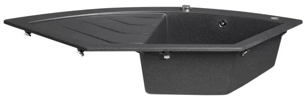 Sapho - Chiuvetă de colț din granit pentru bucătărie 114 x 57,5 cm, negru