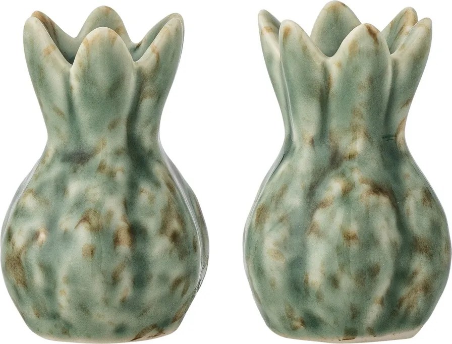 Set solniță și pipernița din ceramică verde cu finisaj texturat, 5×7 cm, „Cyrill"