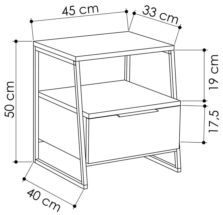 Noptieră albă cu rafturi Pal – Kalune Design