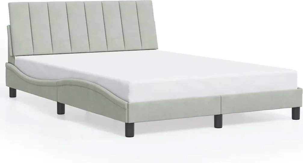 vidaXL Cadru de pat fără saltea, Hanko, gri deschis, 140x190 cm, catifea