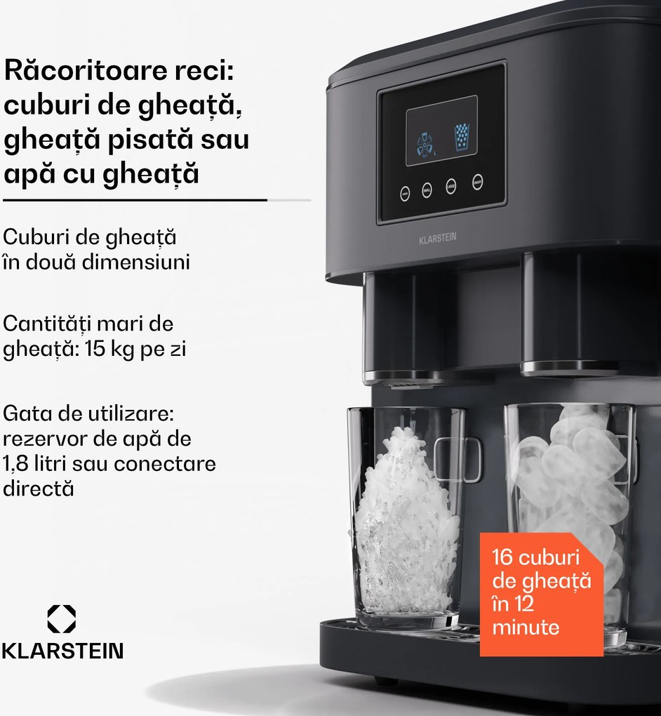 Klarstein IceAge Crush, aparat de făcut gheață, 2 mărimi, gheață zdrobită