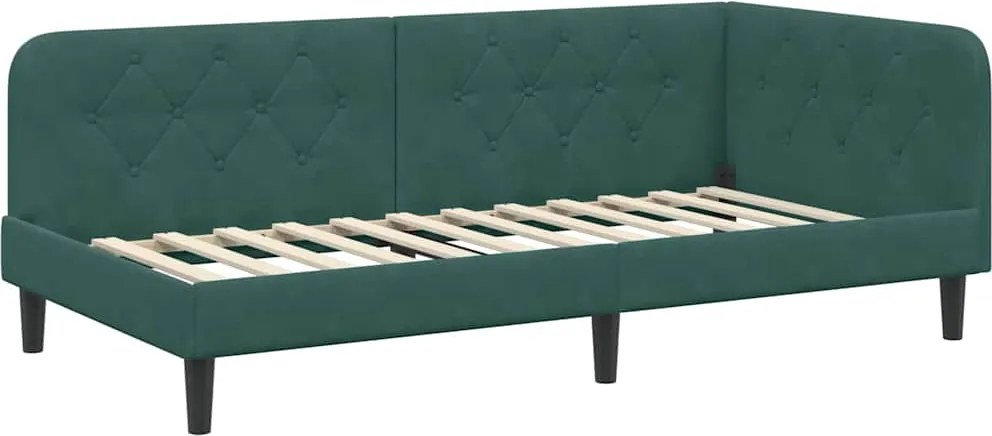 vidaXL Cadru de pat colțar Verde închis 100 x 200 cm Catifea