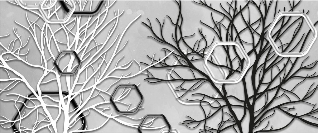 Tablou abstract cu pomi (120x50 cm)