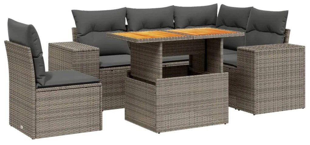 3272642 vidaXL Set mobilier grădină cu perne, 6 piese, gri, poliratan