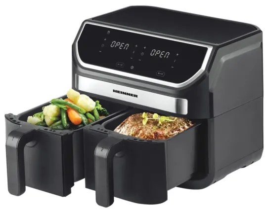 Heinner HAF-KDB1700BK - Friteuză cu aer cald duală, 8,5 l, 1700W/230V, neagră