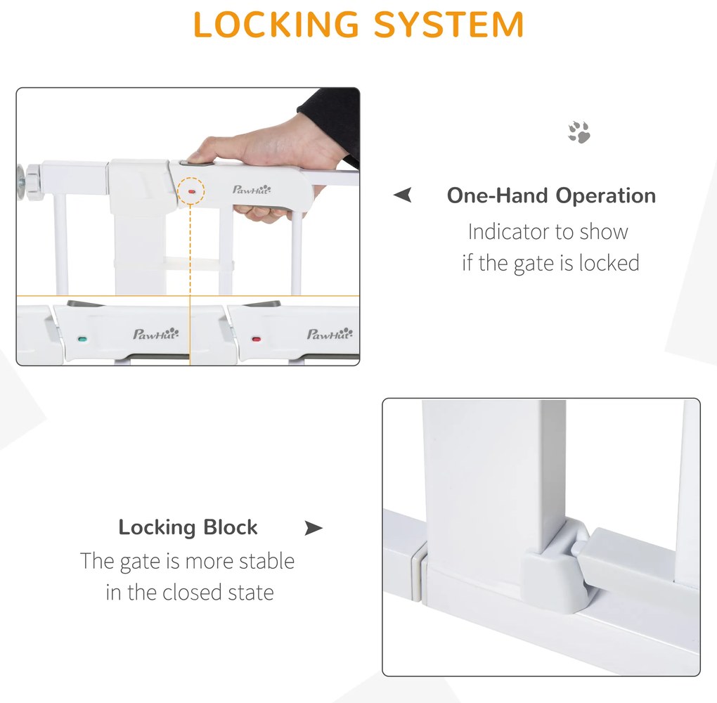 Poarta de siguranta pentru caini PawHut, 75-96cm, alb | Aosom Romania