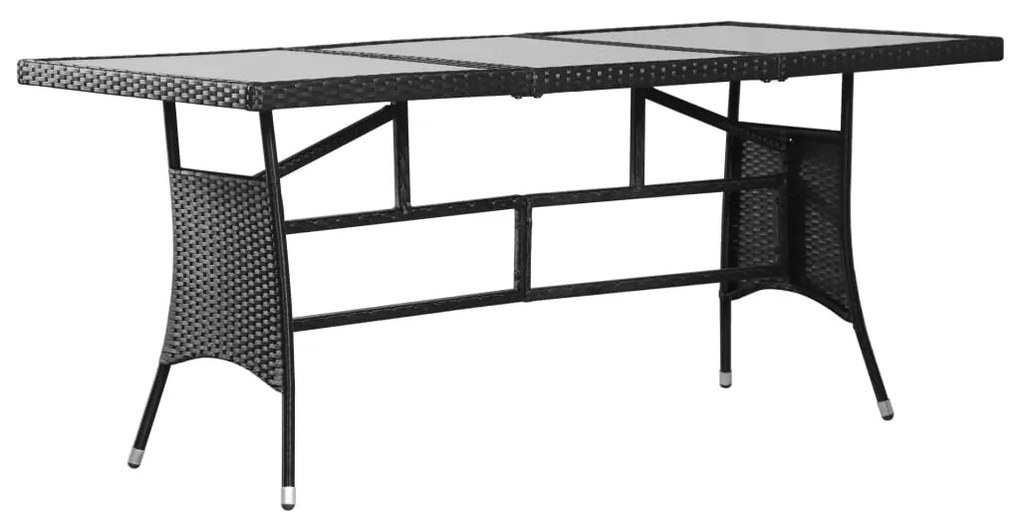 43928 vidaXL Set de masă și scaune de exterior, 9 piese, negru, poliratan