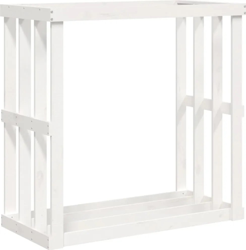 vidaXL Suport bușteni de exterior, alb, 108x52x106 cm, lemn masiv pin