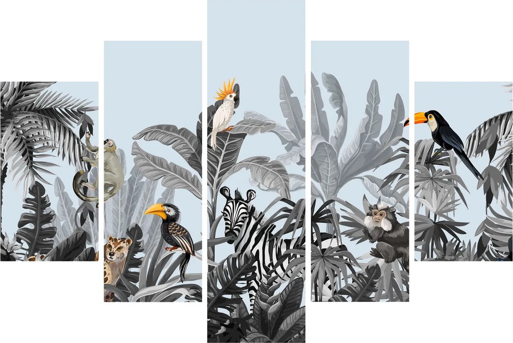 Tablou - Animale în pădurea tropicală (150x105 cm)