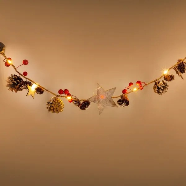 Instalație LED de Crăciun Retlux 10xLED/3xAA 2,5m alb cald