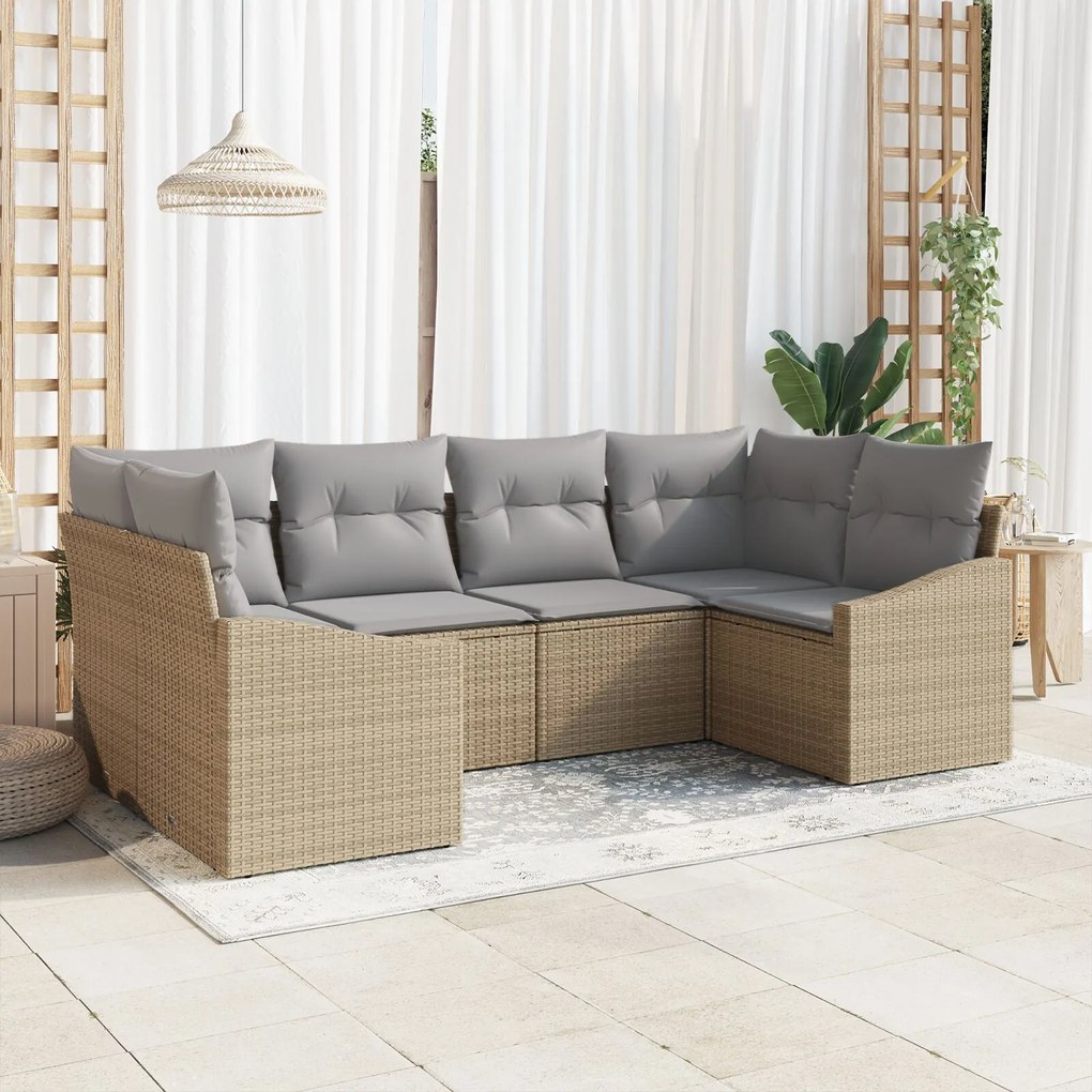 vidaXL Set de canapele pentru grădină 6 pcs Bej Rattan poli