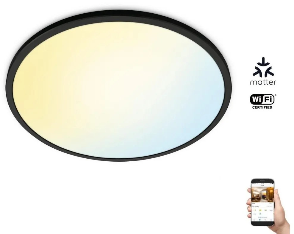 Plafonieră LED RGBW dimabilă SUPERSLIM LED/22W/230V Wi-Fi neagră WiZ