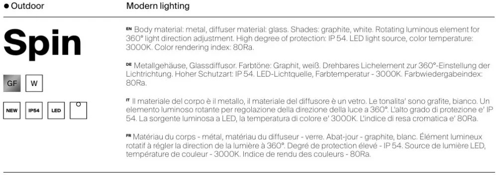 Spot LED rotativ pentru exterior IP54 Spin grafit