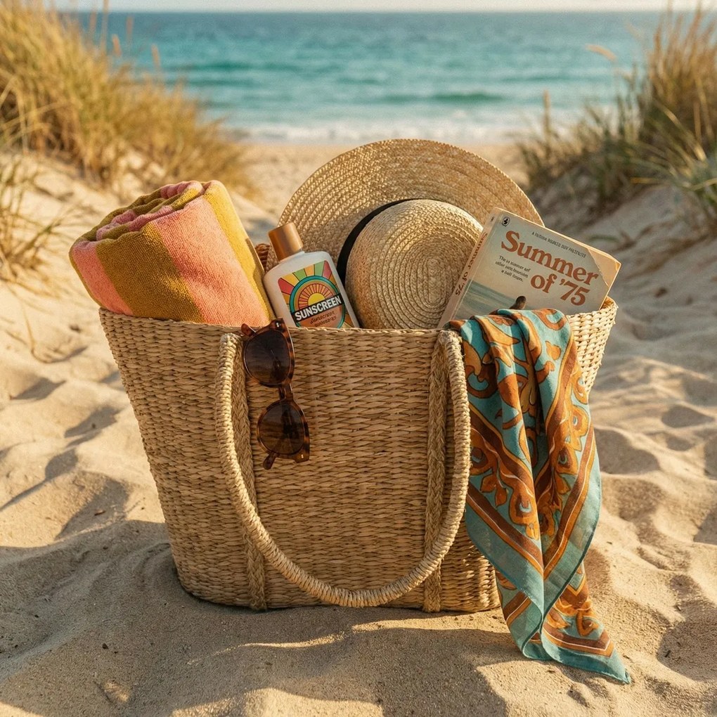 Coș de plajă din iarbă de mare 57 x 14 x 30 cm