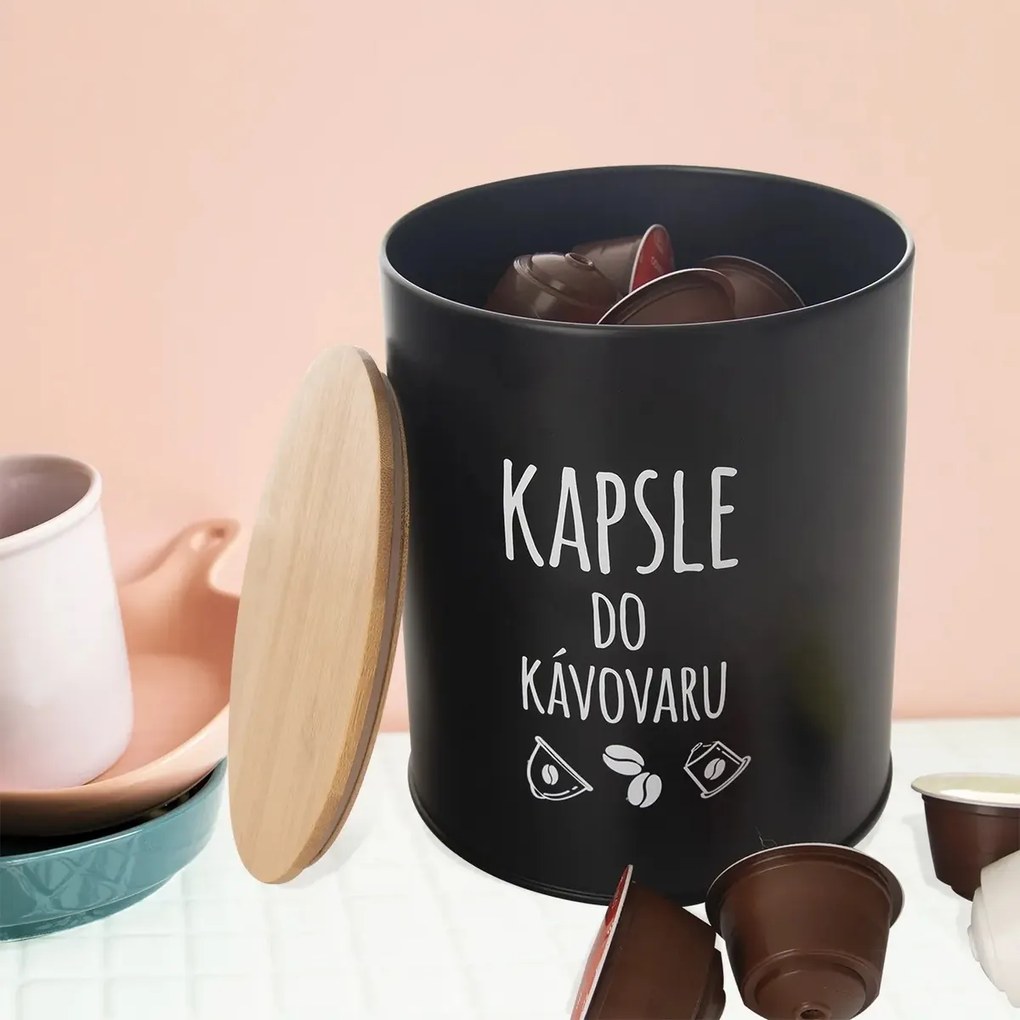 Recipient de tablă pentru capsule de cafea Orion  Black