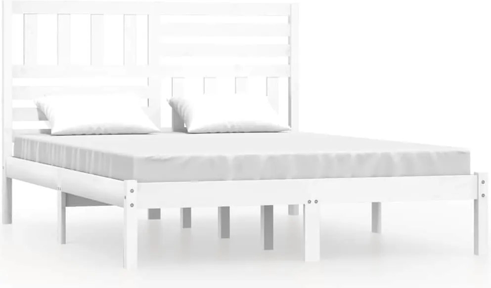 vidaXL Cadru pat, alb, 140x200 cm,lemn masiv de pin