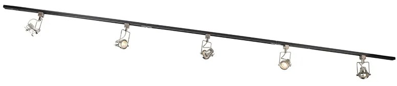 Sistem de șine cu 5 spoturi monofazate negru cu oțel - Suplux