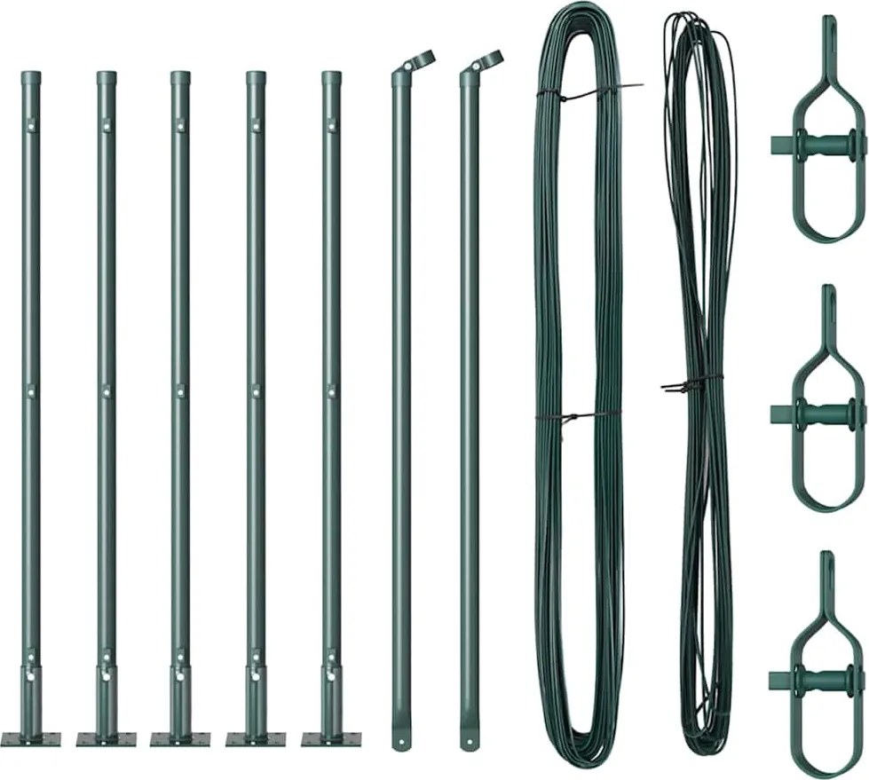 vidaXL Stâlp de gard. 7 pcs Verde Oțel