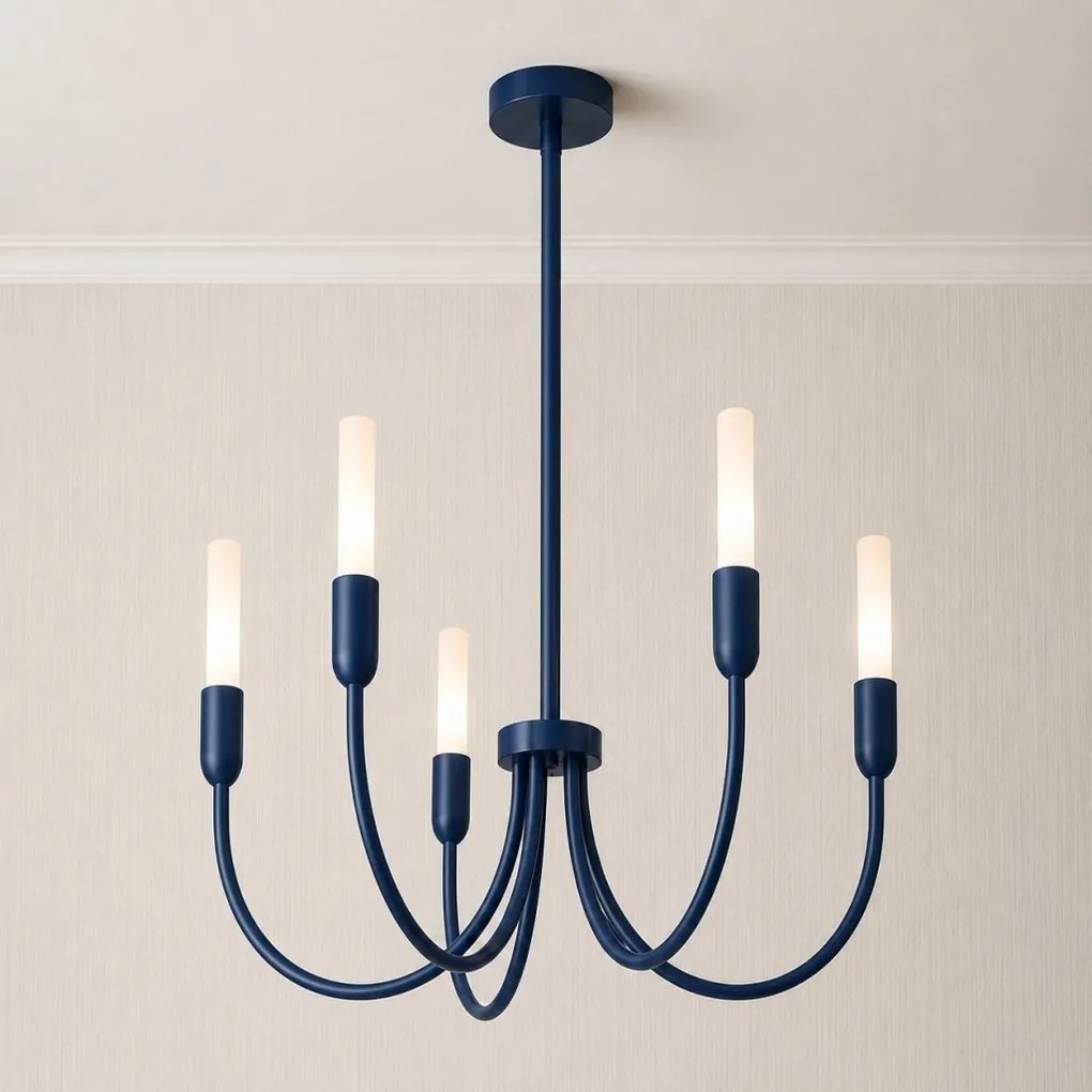 Candelabru cu 5 brate AUGUSTINE blue/alb