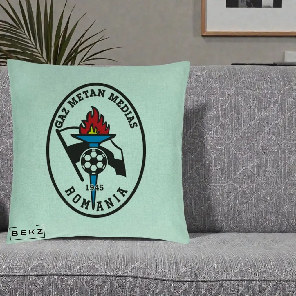 Perna Personalizata Gaz Metan Medias 1945 Fotbal, 40x40 cm, Verde Menta, Husa Detasabila, Perna Inclusa, BEKZ®