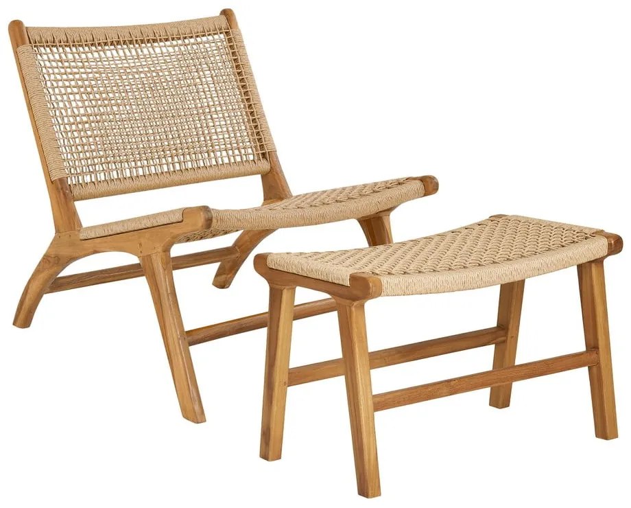 Fotoliu cu taburet în culoare naturală țesut Derby – House Nordic