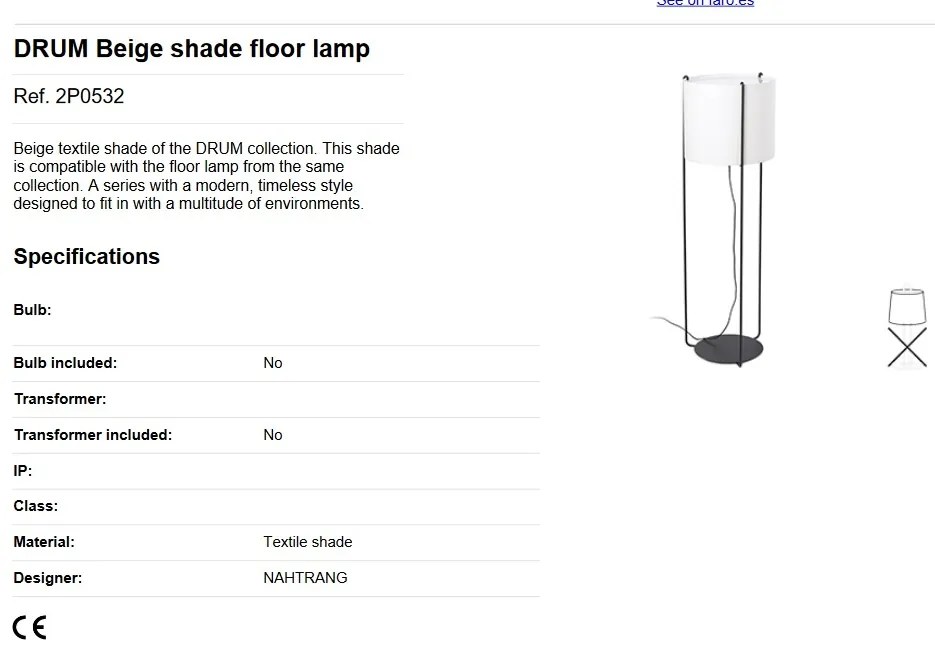 Lampa podea / Lampadar modern design elegant DRUM bej